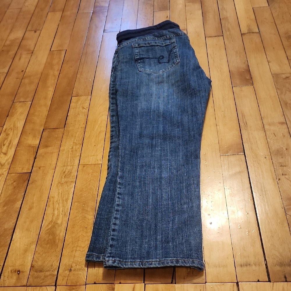 Classic Maternity Blue Capris Drawstring